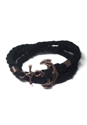 Kedge Series Black thick Nylon Strap New Brass Anchor Design Bracelet