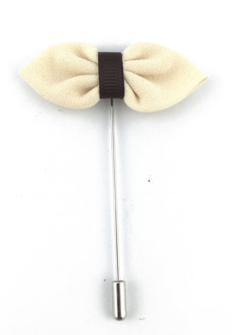 White Fabric Bow Lapel Pin