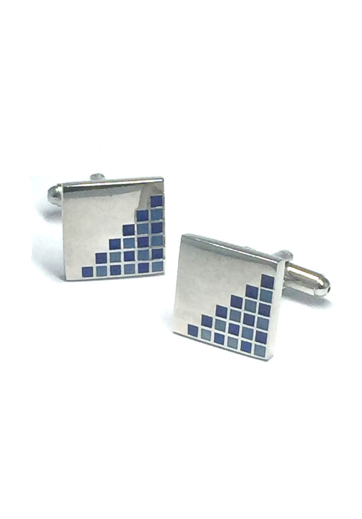 Blue Crystals Patterned Square Cufflinks