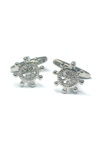 Mini Silver Ship Wheels Cufflinks