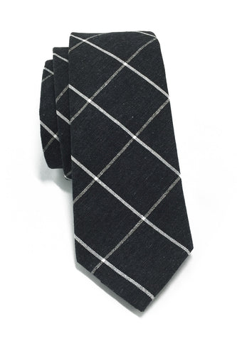 Daffy Series Gunmetal Grey Checked Skinny Viscose Tie