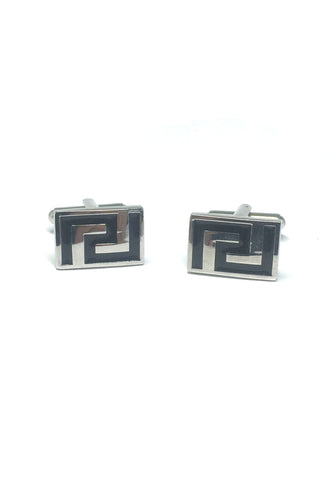 Black Maze Pattern Rectangular Cufflinks