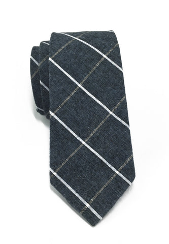 Daffy Series Blueish Grey Checked Skinny Viscose Tie