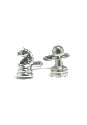 Perak Knight dan Pawn Catur Cufflinks