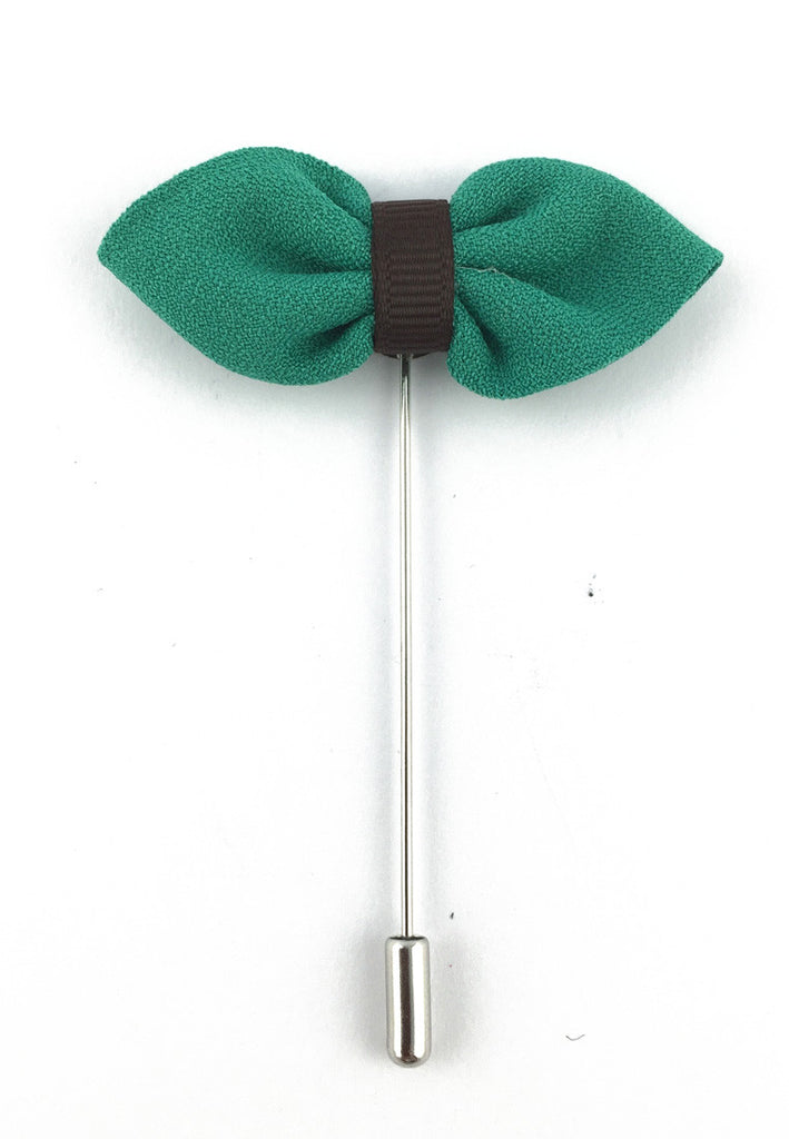 Green Fabric Bow Lapel Pin