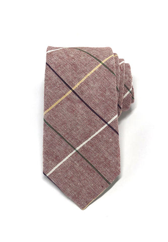 Daffy Series Reddish Red Checked Skinny Viscose Tie