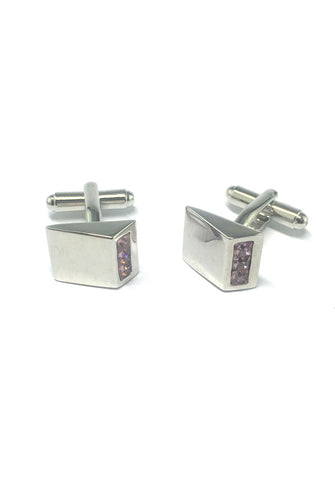 Purple Crystals Triangular Cufflinks