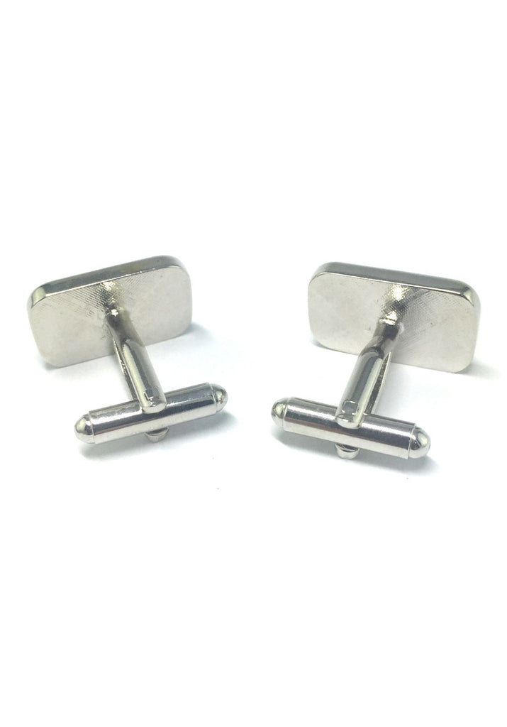 Purple, Grey and Yellow Squares Rectangular Cufflinks