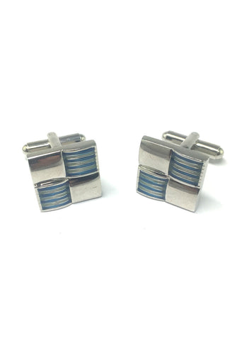 Blue Stripes 3D Square Cufflinks