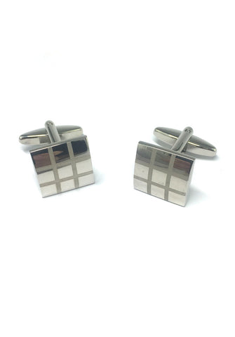 Silver Checked Square Cufflinks