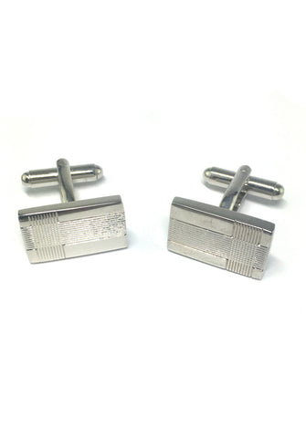 Silver Patterned Rectangular Cufflinks