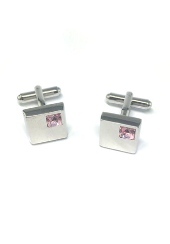 Pink Crystal Insert Square Cufflinks