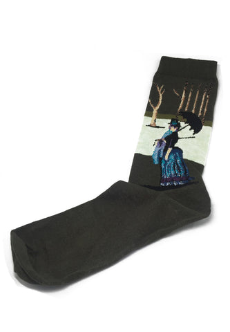Illustrious Series Olive Green Woman with Umbrella Socks