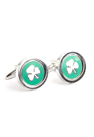 COIN Cufflinks, Lucky Irish Shamrock / Clover leaf