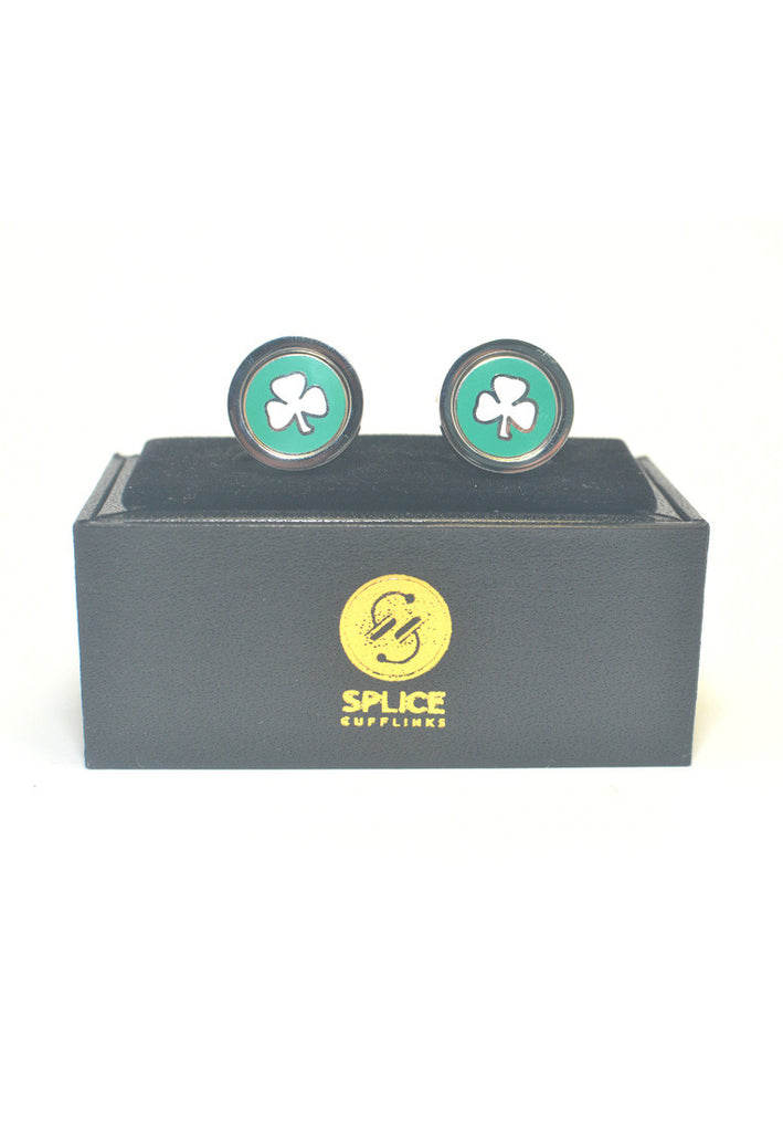 COIN Cufflinks, Lucky Irish Shamrock / Clover leaf