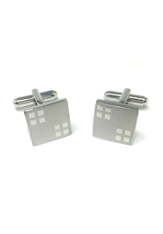Small Silver Square Pattern Square Cufflinks