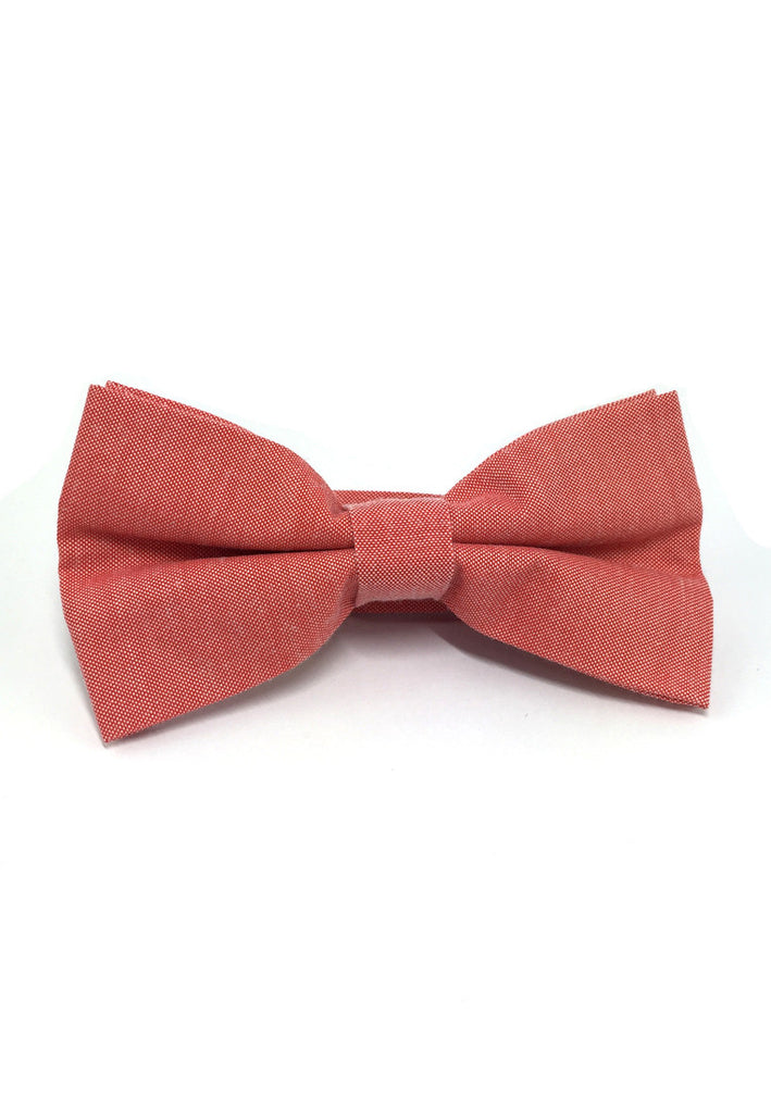 Lucid Series Coral Pink Polyester Fabric Bow Tie