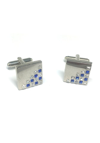 Manset Persegi Bercorak Kristal Putih dan Biru