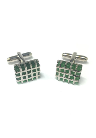 Honeycomb Green Crystal Cufflinks