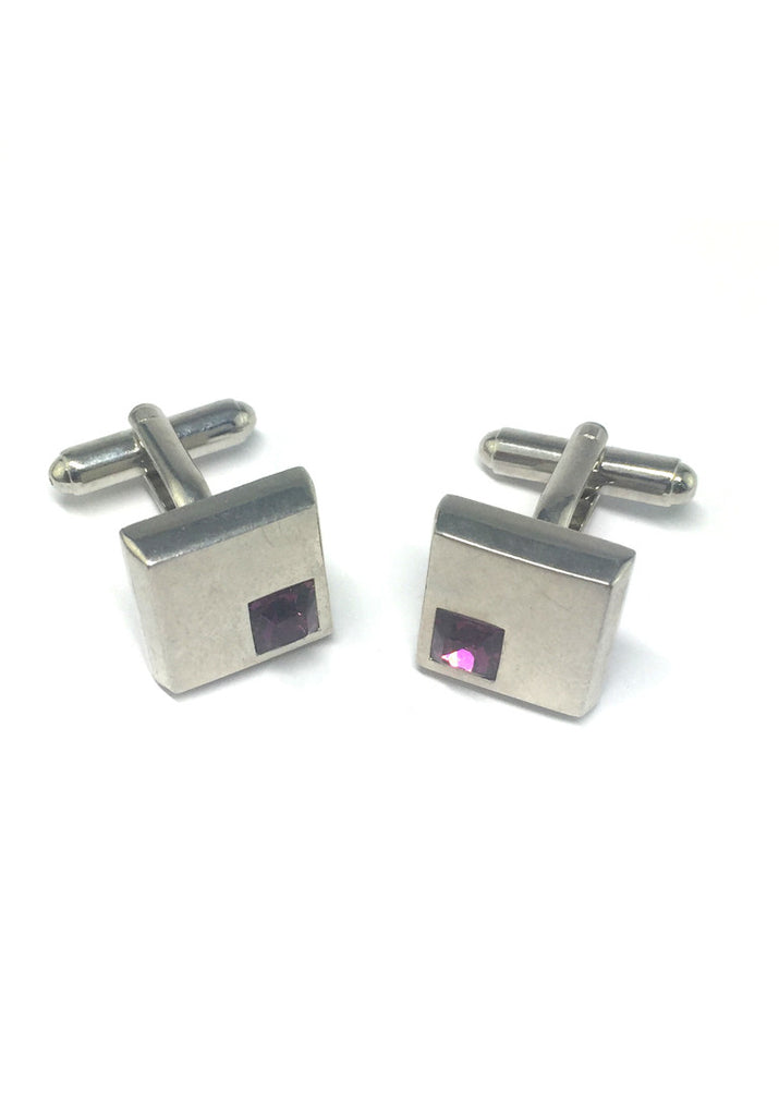 Purple Crystals Inserts Square Cufflinks