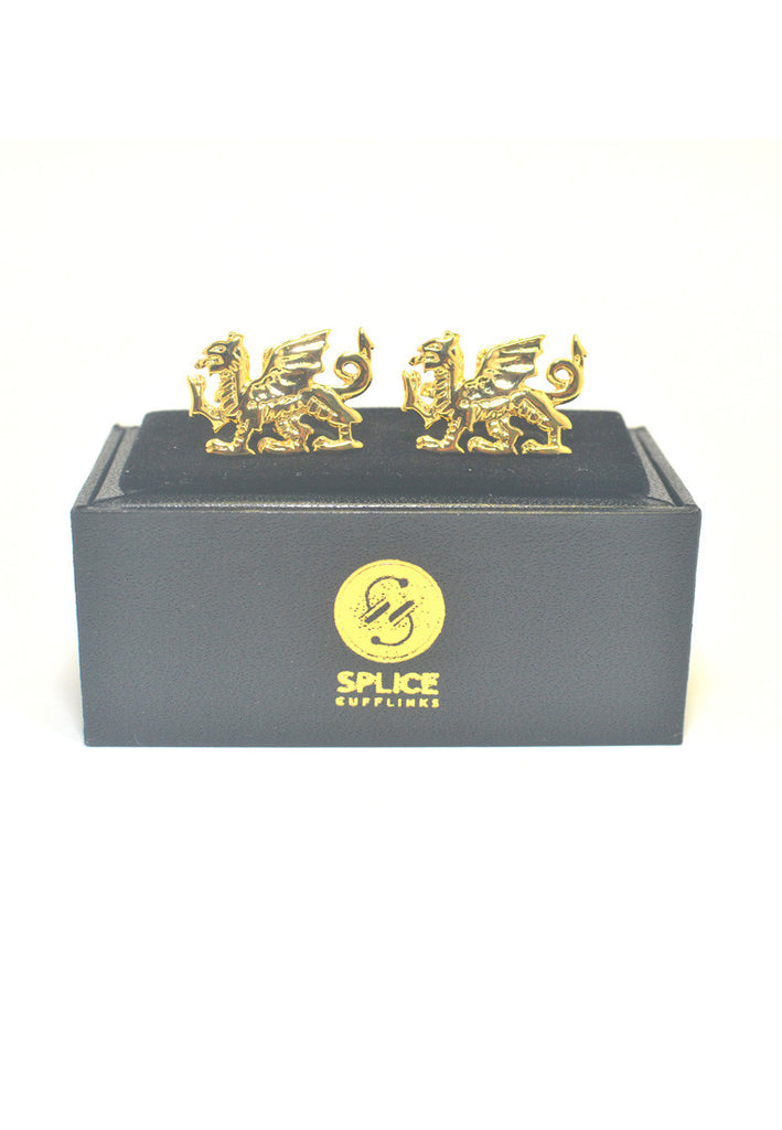 Gold Plated Welsh Dragon Cufflinks