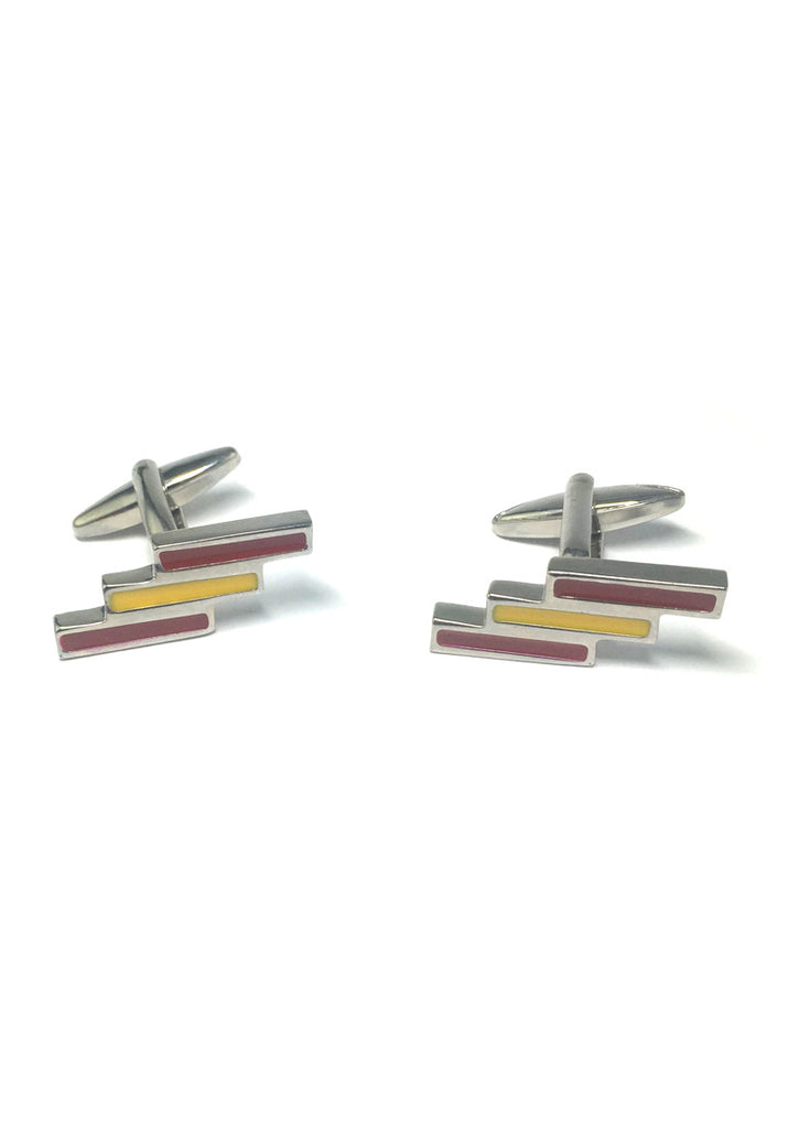 Red and Yellow Staggered Lines Cufflinks