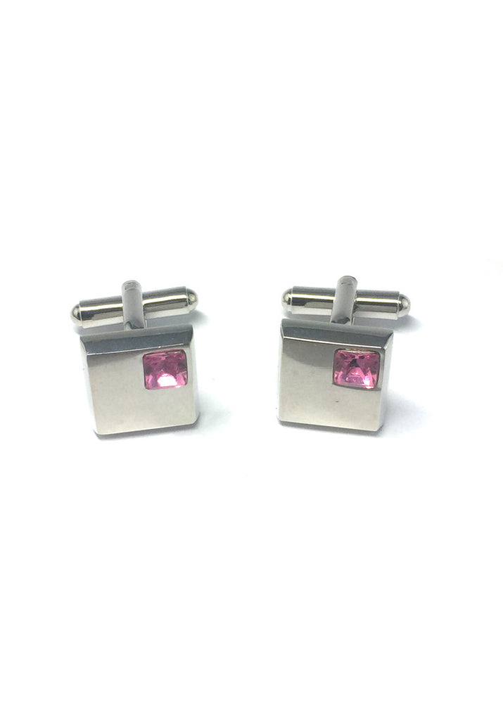Pink Crystals Inserts Square Cufflinks