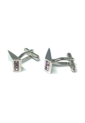 Pink Crystals Triangular Cufflinks