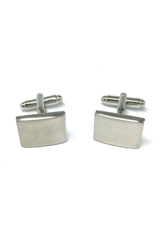 Rectangular Plain Silver Cufflinks