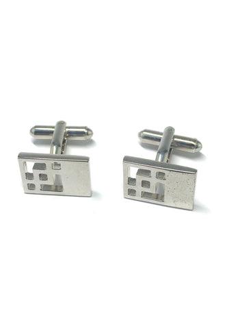 Silver Patterned Rectangle Cufflinks