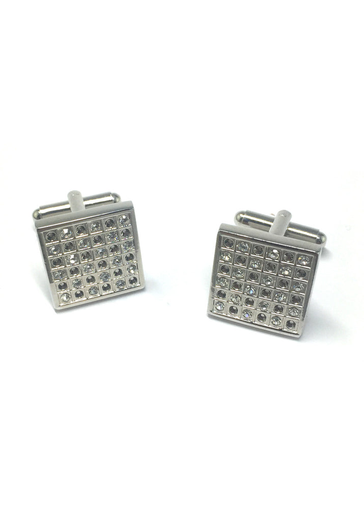 White Crystals Square Cufflinks