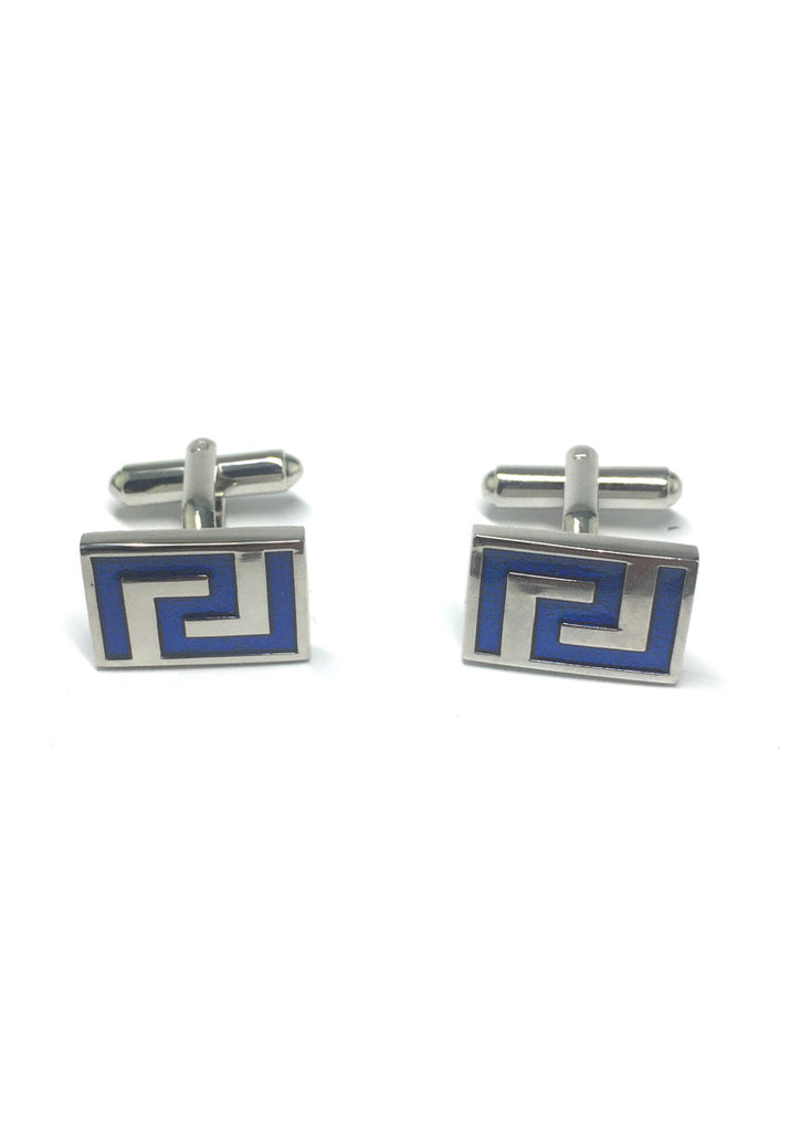 Blue Maze Pattern Rectangular Cufflinks