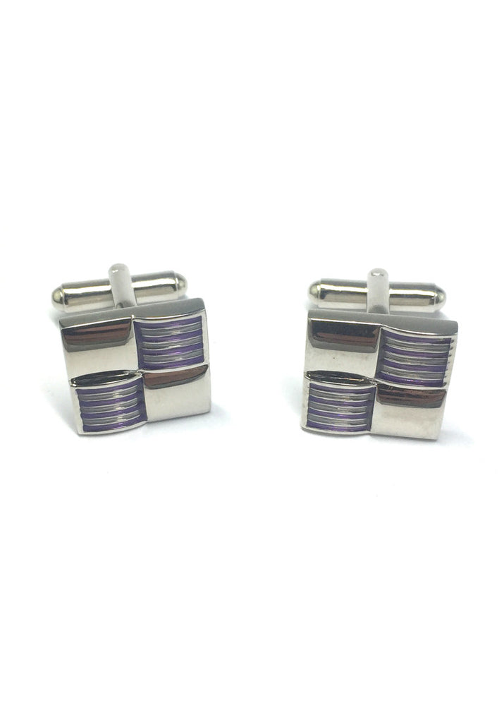 Purple Stripes 3D Square Cufflinks