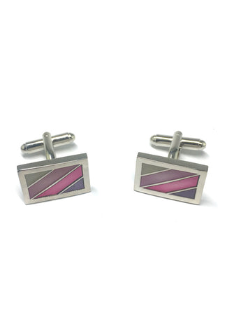 Purple, Pink and Green Stripes Rectangular Cufflinks