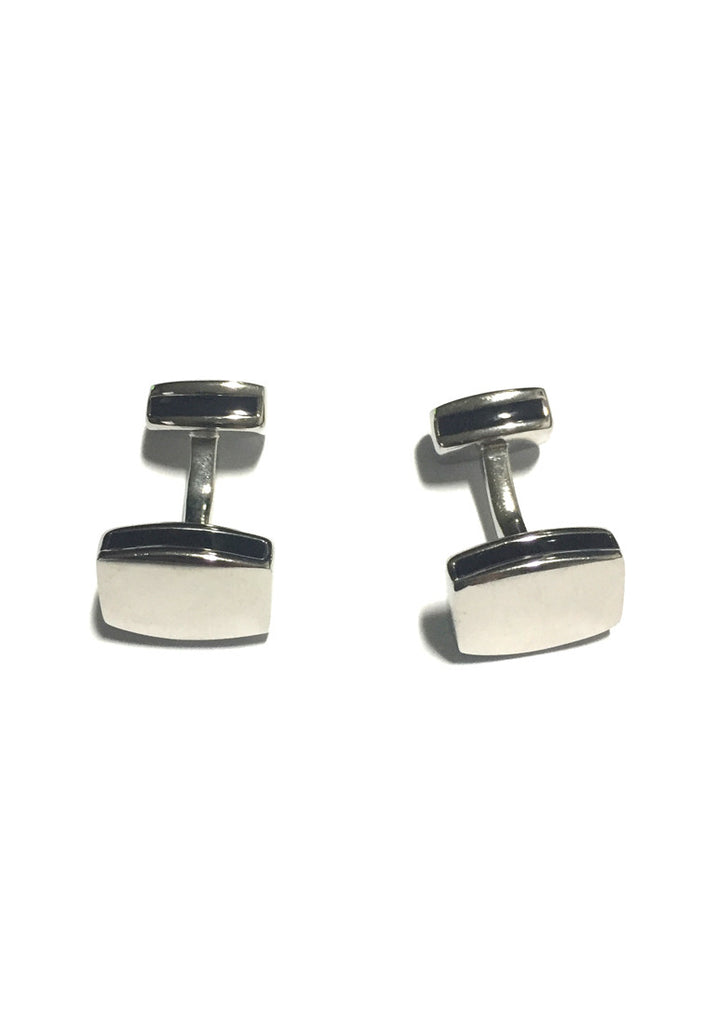 Rounded Edge Rectangular Silver Cufflinks
