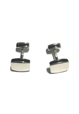 Rounded Edge Rectangular Silver Cufflinks