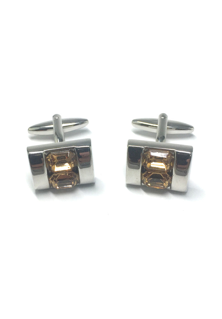 Yellow Crystals Inserts Cufflinks