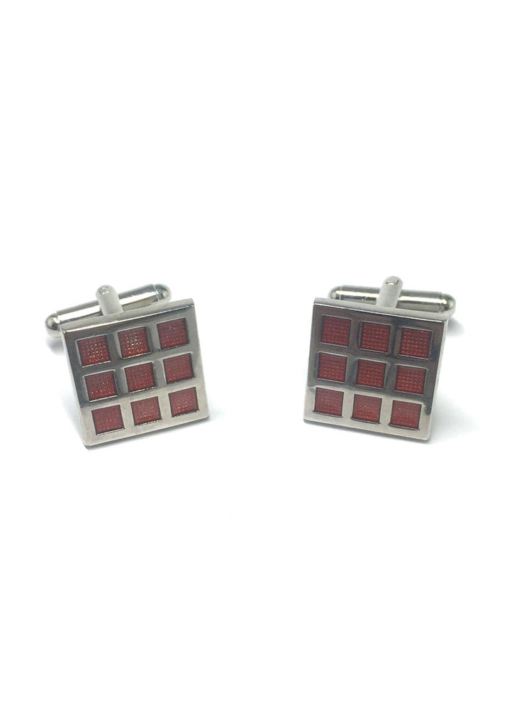 Red Checked Square Cufflinks