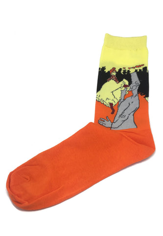 Illustrious Series Orange and Pale Yellow The Man and Woman Socks