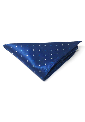 Dollop Series Blue and White Spots Electric Blue Polyester Pocket Square