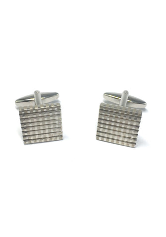 Silver Patterned Square Cufflinks
