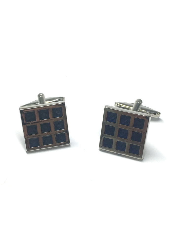 Blue Checked Square Cufflinks