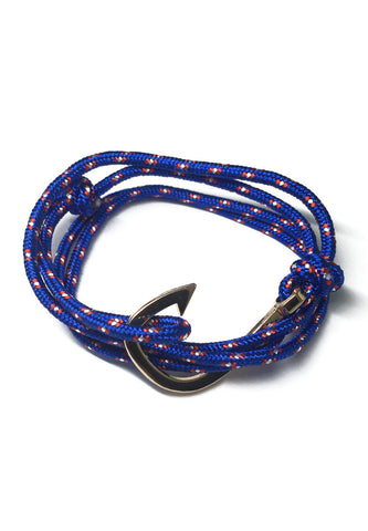 Angle Series Red and White Spots Blue Polyester Strap Gold Fishing Hook Bracelet