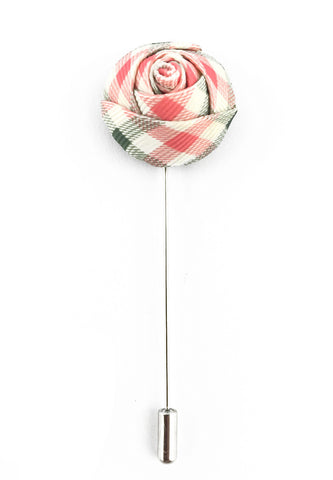 Kain Rekaan Bertanda Merah Jambu &amp; Kelabu Pin Lapel Pengantin Lelaki Rose