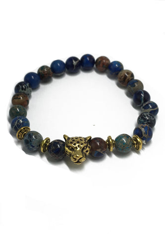 Siri Masonry Warna Campuran Manik Batu Asli Gelang Kepala Harimau Emas