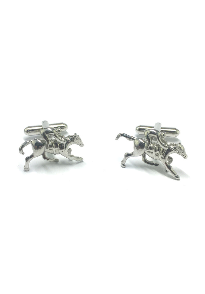 Silver Jockey on Horse Cufflinks