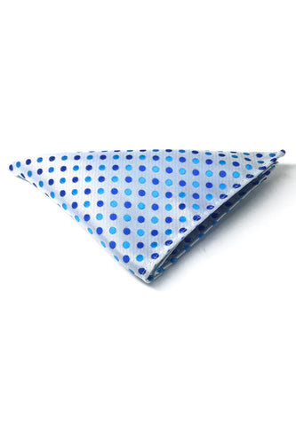 Dollop 系列绿松石色和蓝色斑点蓝白色聚酯口袋方巾