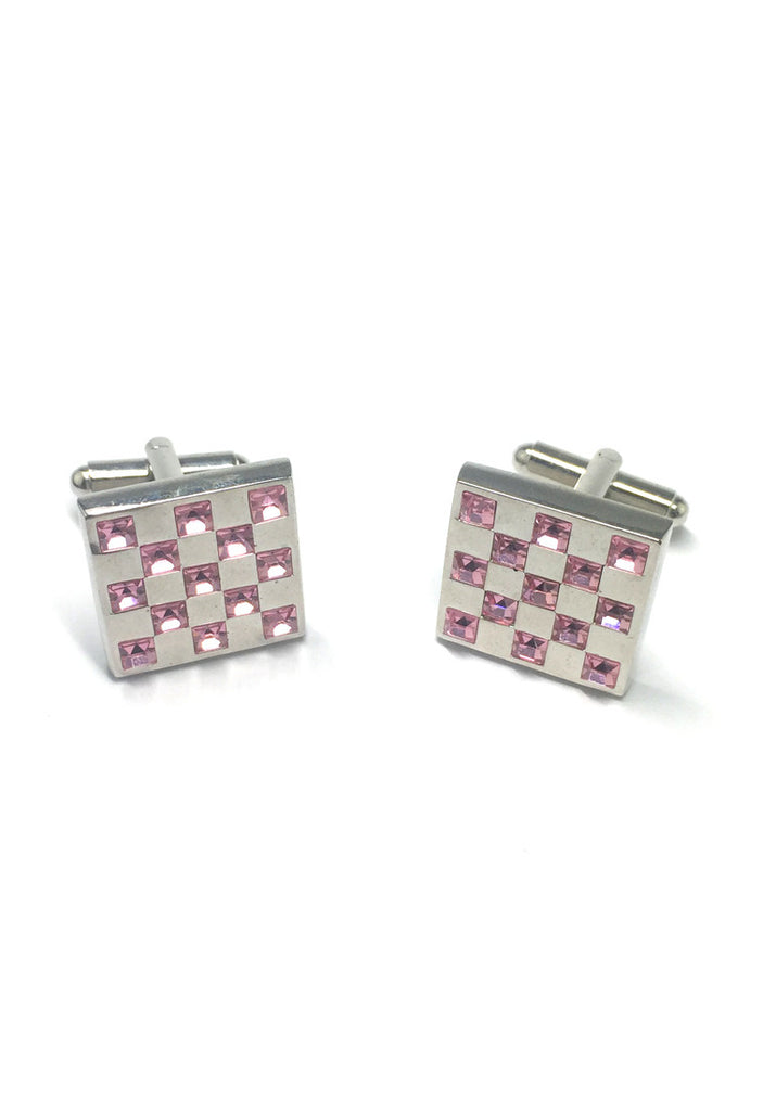 Pink Crystals Square Cufflinks