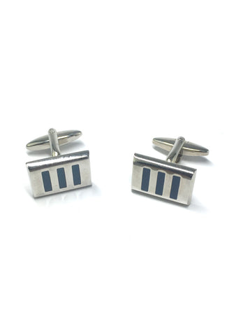 3 Blue Stripes Rectangular Cufflinks