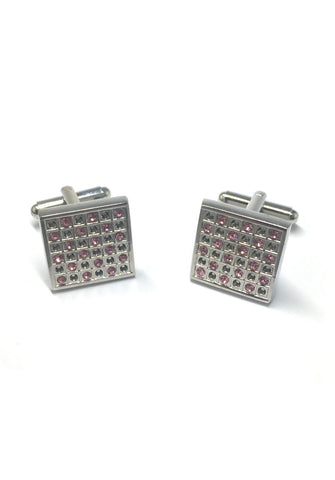 Pink and White Crystals Square Cufflinks